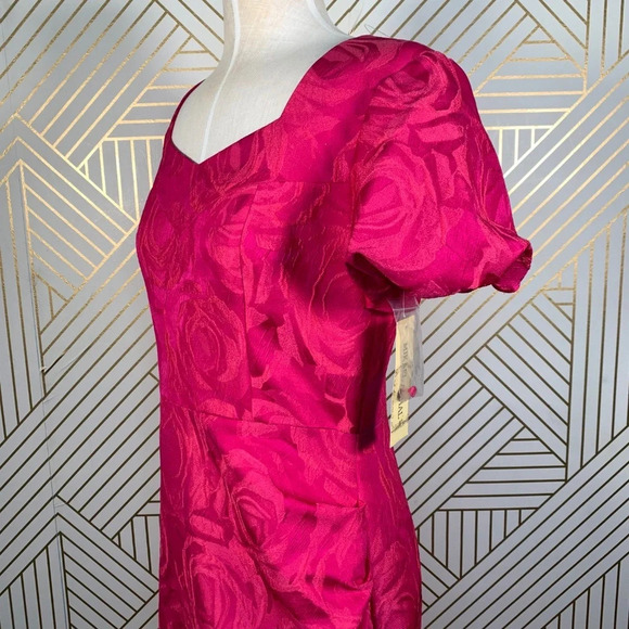 NWT Mikael Aghal‎ Jacquard Floral Dress Raspberry - Picture 6 of 8